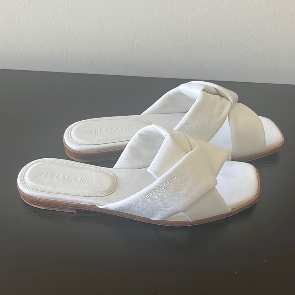 Salvatore Ferragamo Women's White Slide Sandals